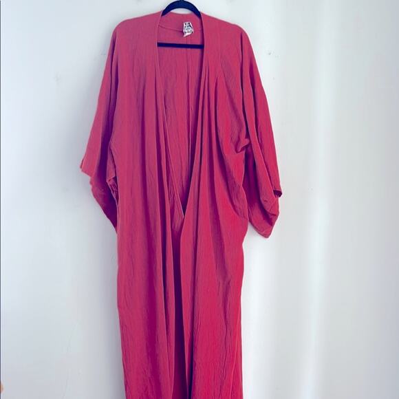 Vintage Deva A Cottage Industry Pure cotton open front wide sleeve kimono duster - Picture 1 of 7